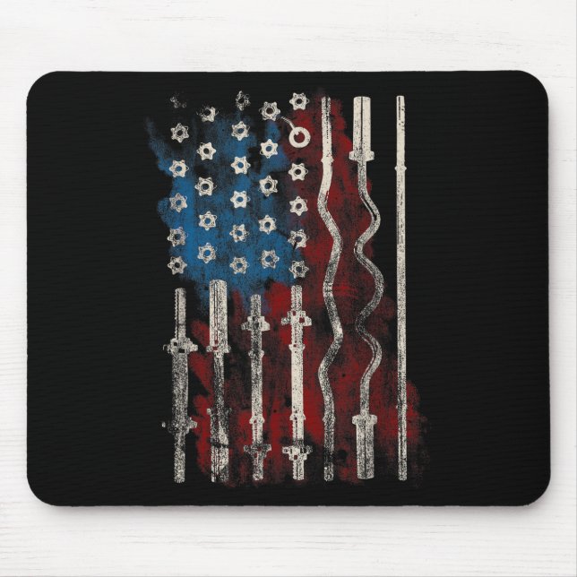 Patriotic American Flag Gym For Weight Lifters  Mouse Pad (Front)