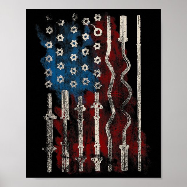 Patriotic American Flag Gym For Weight Lifters  Poster (Front)