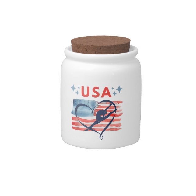 Patriotic American Flag Gymnastics Design for USA  Candy Jar (Front)