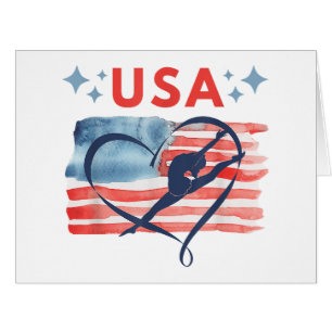 Patriotic American Flag Gymnastics Design for USA Cards
