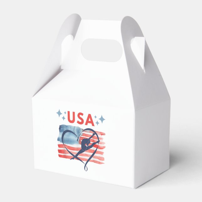 Patriotic American Flag Gymnastics Design for USA  Favor Boxes (Front Side)