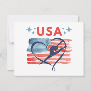 Patriotic American Flag Gymnastics Design for USA  Holiday Card