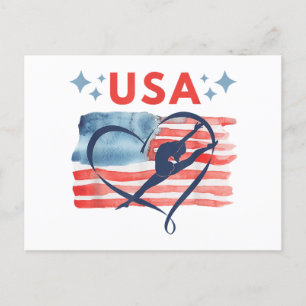 Patriotic American Flag Gymnastics Design for USA  Holiday Postcard