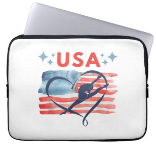 Patriotic American Flag Gymnastics Design for USA  Laptop Sleeve