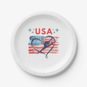 Patriotic American Flag Gymnastics Design for USA Paper Plates