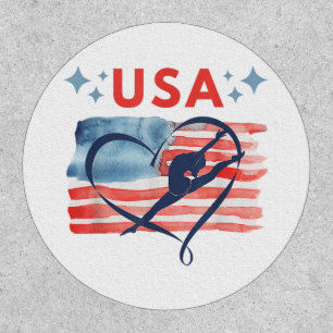 Patriotic American Flag Gymnastics Design for USA  Patch