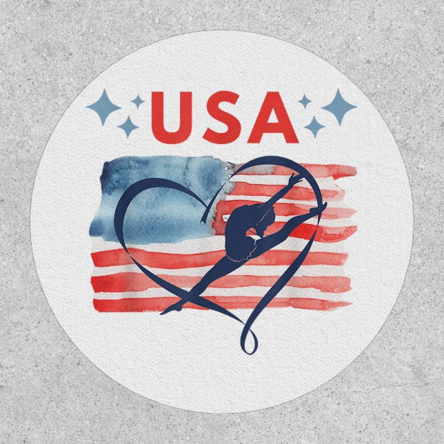 Patriotic American Flag Gymnastics Design for USA  Patch (Front)