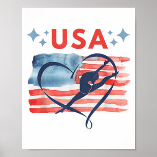 Patriotic American Flag Gymnastics Design for USA  Poster