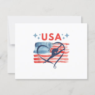 Patriotic American Flag Gymnastics Design for USA  RSVP Card