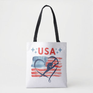Patriotic American Flag Gymnastics Design for USA Tote Bag
