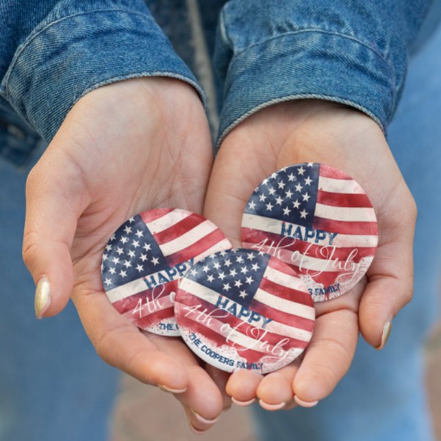 Patriotic American Flag Happy 4th of July Custom Button (Creator Uploaded)