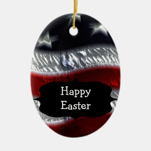 Patriotic American Flag Happy Easter Egg Ornament