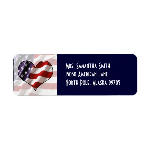 Patriotic American Flag Heart Address Label