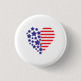 Patriotic American Flag Heart Button