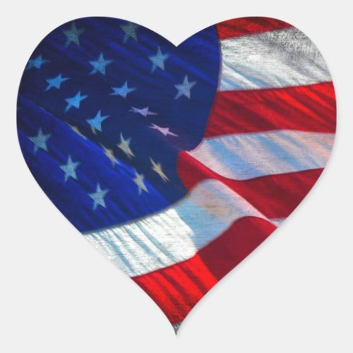 Patriotic American Flag Heart Heart Sticker