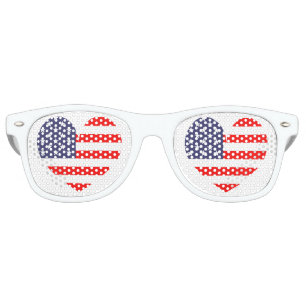 Patriotic American flag heart icon party shades