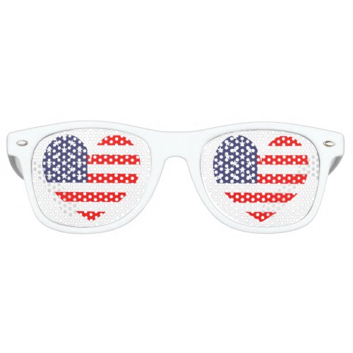 Patriotic American flag heart icon party shades