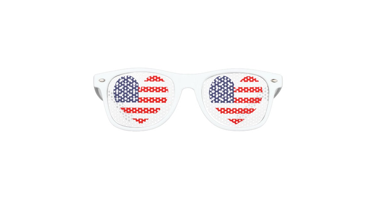 Patriotic American flag heart icon party shades | Zazzle