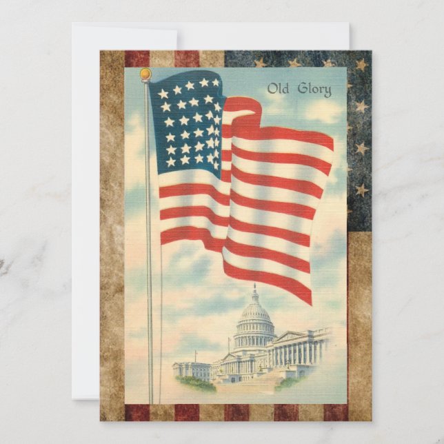 Patriotic American Flag Holiday Card (Front)