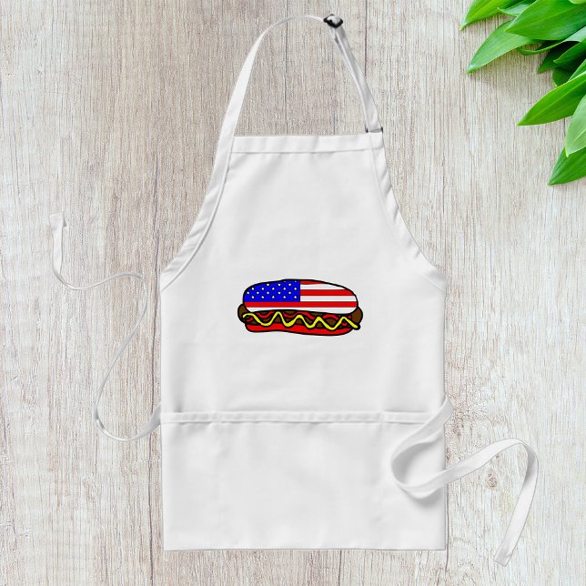 Patriotic American Flag Hot Dog  Adult Apron (Creator Uploaded)