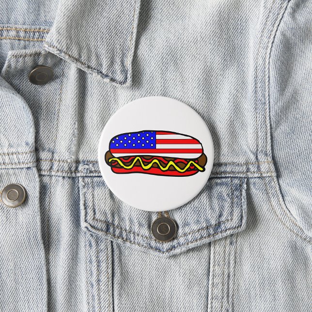 Patriotic American Flag Hot Dog  Button (Creator Uploaded)