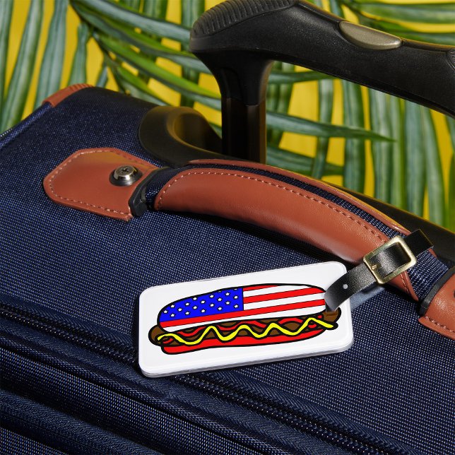 Patriotic American Flag Hot Dog  Luggage Tag (Creator Uploaded)