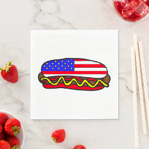 Patriotic American Flag Hot Dog Napkins