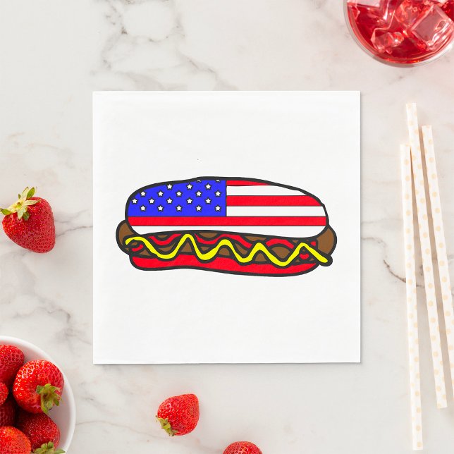Patriotic American Flag Hot Dog  Napkins (Creator Uploaded)