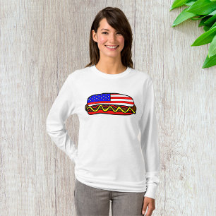 Patriotic American Flag Hot Dog  T-Shirt