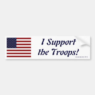Patriotic American Flag I Support the Troops Bumper Sticker