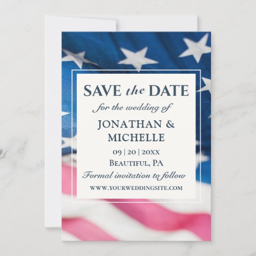 Patriotic American Flag Inspirational Wedding Save The Date