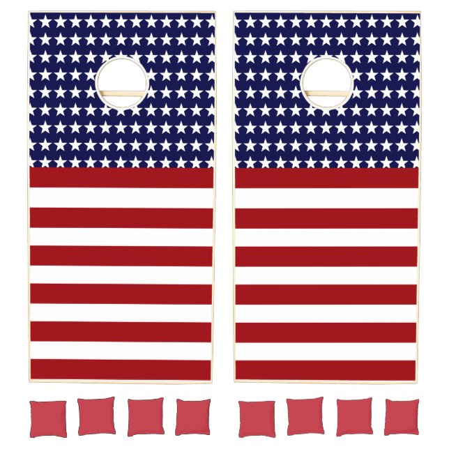 Patriotic American Flag Inspired Cornhole Set (Set)