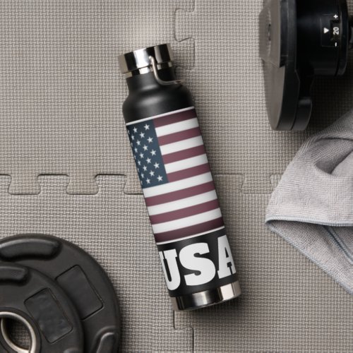 Patriotic American flag insulated water bottle