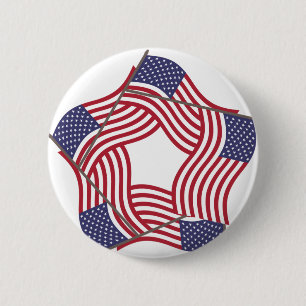 Patriotic American Flag July 4th Independence Day Button