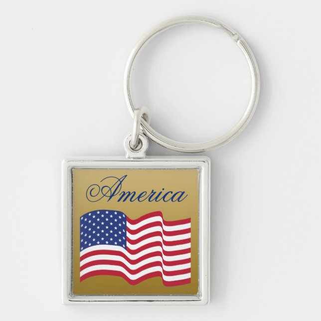 Patriotic American Flag Keychain  (Front)