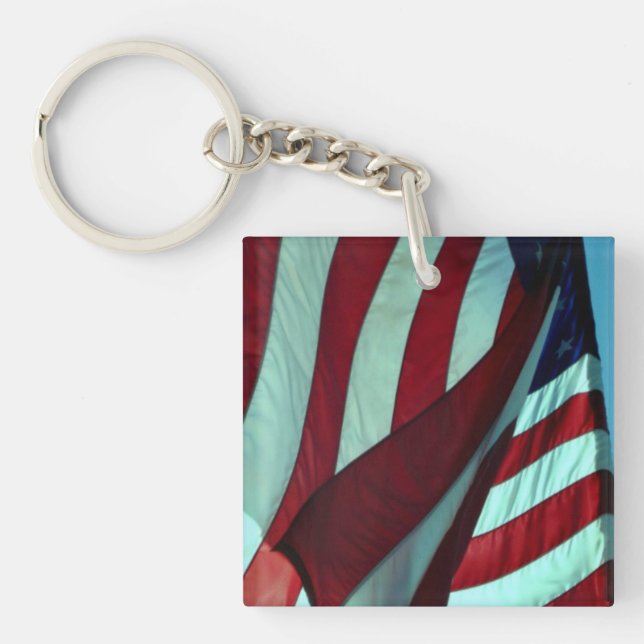 Patriotic American Flag Keychain (Front)