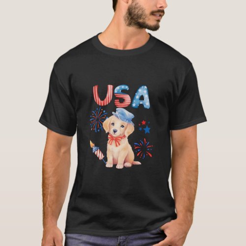 Patriotic American Flag Labrador Retriever Usa Jul T_Shirt