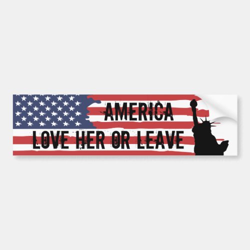 Patriotic American Flag Lady Liberty Love or Leave Bumper Sticker