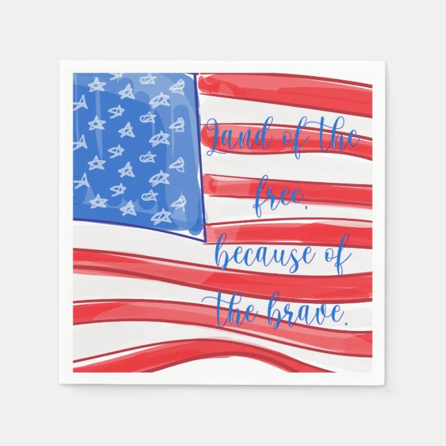 Patriotic American Flag Land of the Free Napkins (Front)