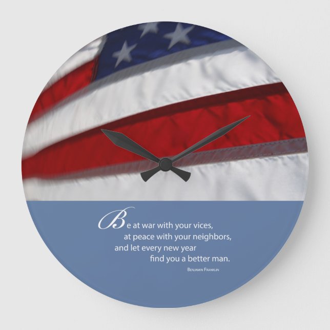 Patriotic, American Flag Large Clock (Front)