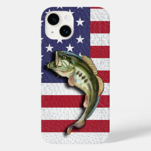 Patriotic American Flag Largemouth Bass Fishing Case-Mate iPhone 14 Case