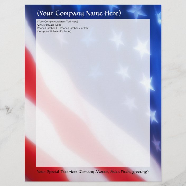 Patriotic American Flag Letterhead | Zazzle.com