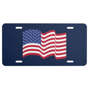 Patriotic American Flag License Plate 