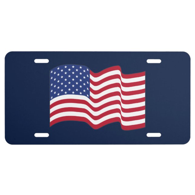 Patriotic American Flag License Plate  (Front)