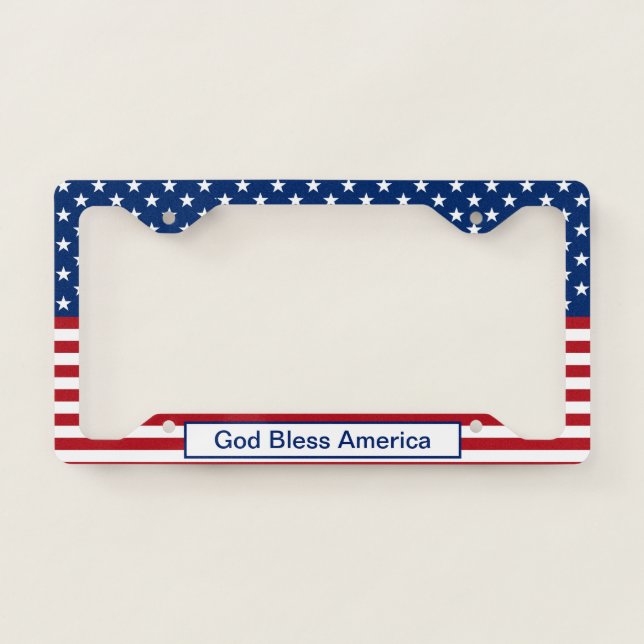 Patriotic American Flag License Plate Frame (Front)