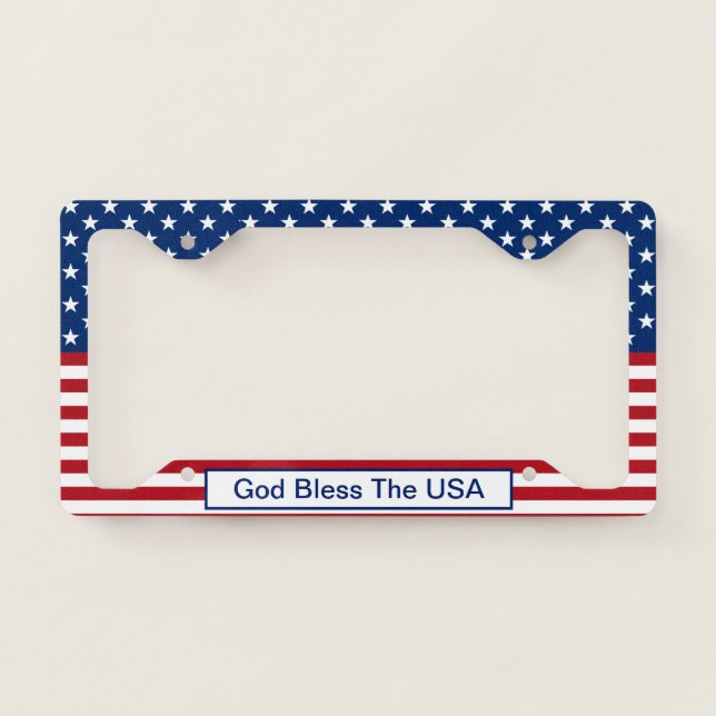 Patriotic American Flag License Plate Frame (Front)