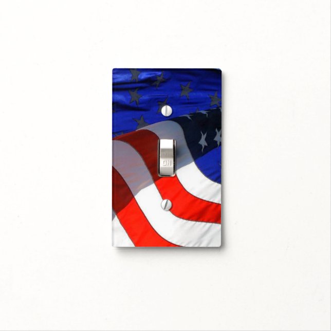 Patriotic American Flag Light Switch Cover (In Situ)