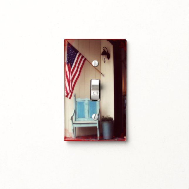 Patriotic American Flag Light Switch Cover (In Situ)