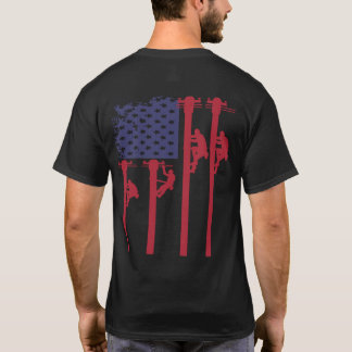 Patriotic American Flag Lineman T-Shirt