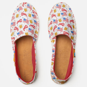 Patriotic American Flag Lobster Beer Stars Espadrilles